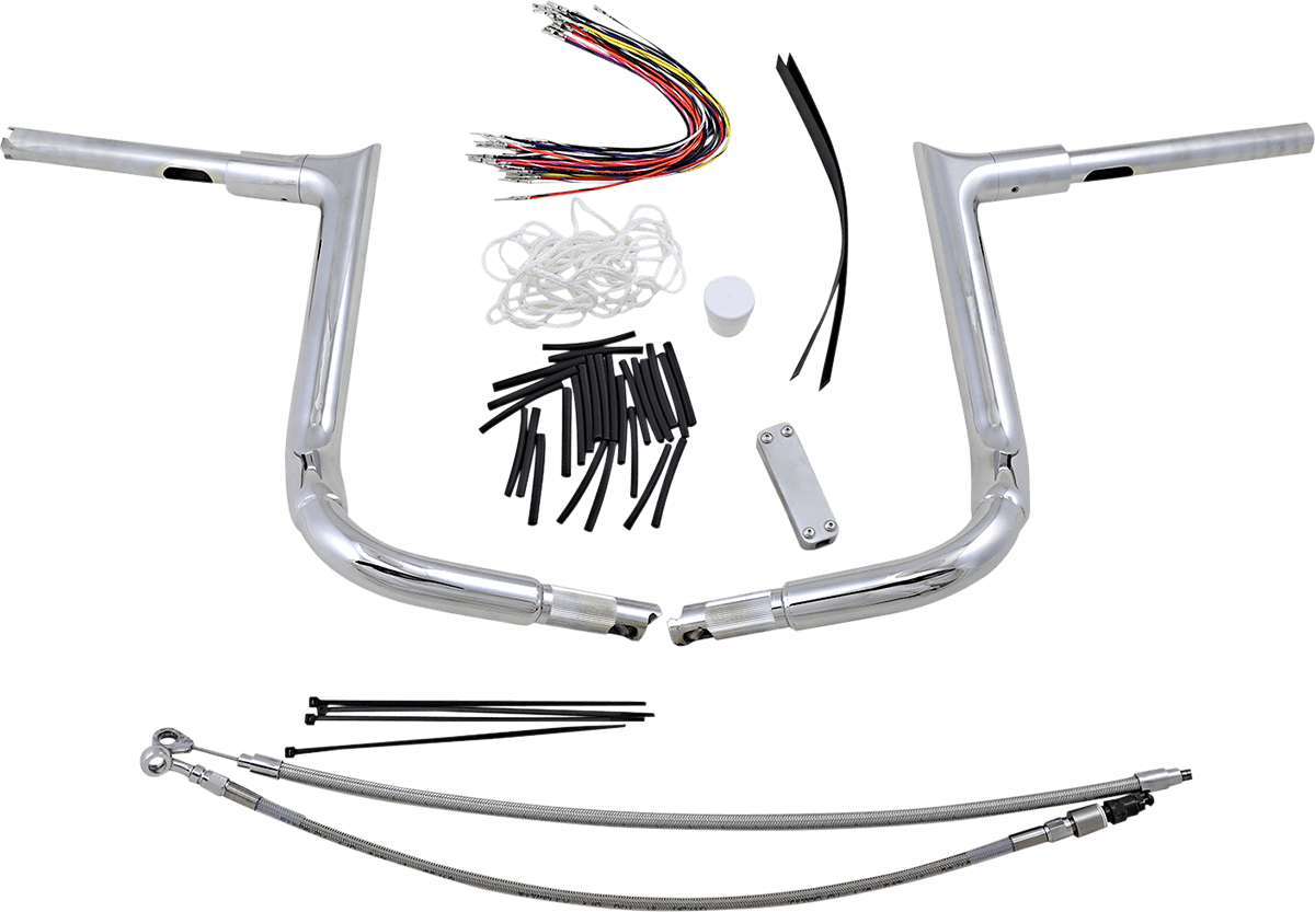 FAT BAGGERS INC. 0601-5301 1-1/2" EZ Install Pointed Top Handlebar Kit - 14" - Chrome