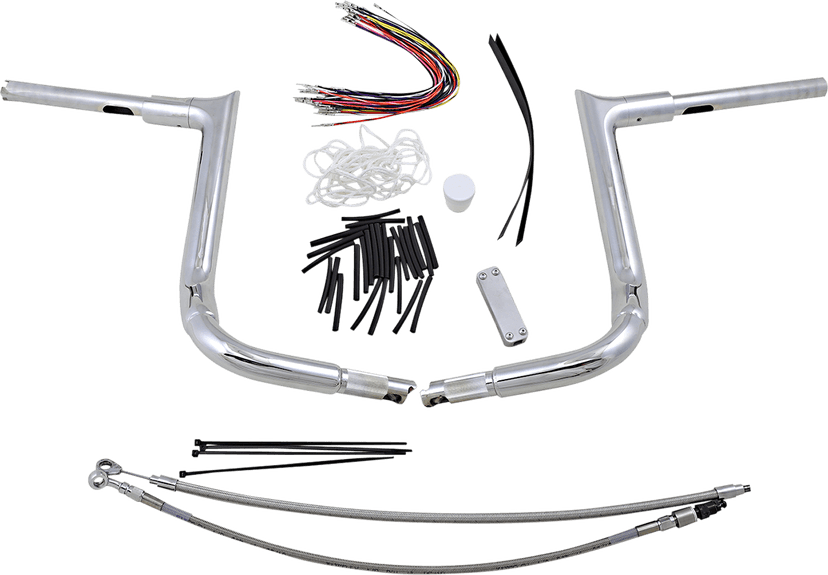 FAT BAGGERS INC. 0601-5301 1-1/2" EZ Install Pointed Top Handlebar Kit - 14" - Chrome — image 1 of 3
