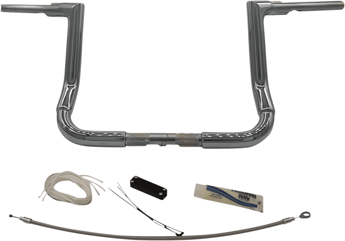 FAT BAGGERS INC. 0601-5484 1-1/2" EZ Install Flat Top Handlebar Kit - 12" - Chrome