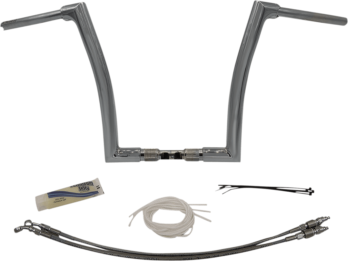FAT BAGGERS INC. 0601-5496 1-1/2" EZ Install Flat Top Handlebar Kit - 14" - Chrome