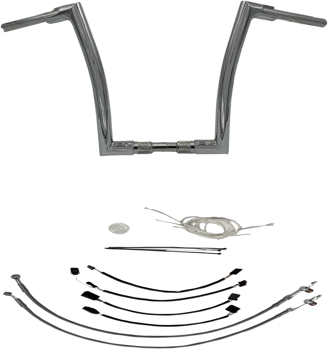 FAT BAGGERS INC. 0601-5500 1-1/2" EZ Install Flat Top Handlebar Kit - 14" - Chrome