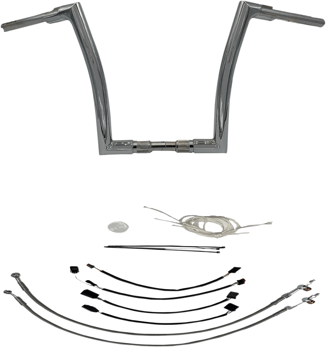 FAT BAGGERS INC. 0601-5500 1-1/2" EZ Install Flat Top Handlebar Kit - 14" - Chrome