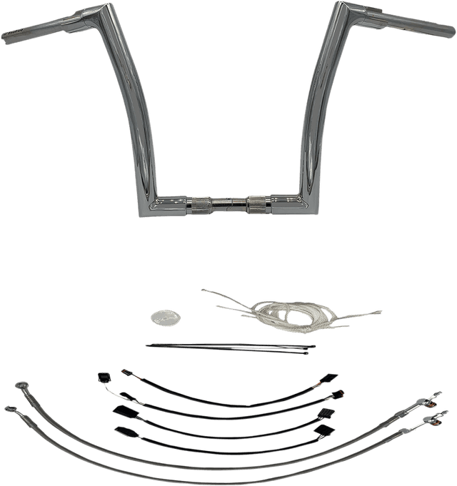 FAT BAGGERS INC. 0601-5500 1-1/2" EZ Install Flat Top Handlebar Kit - 14" - Chrome