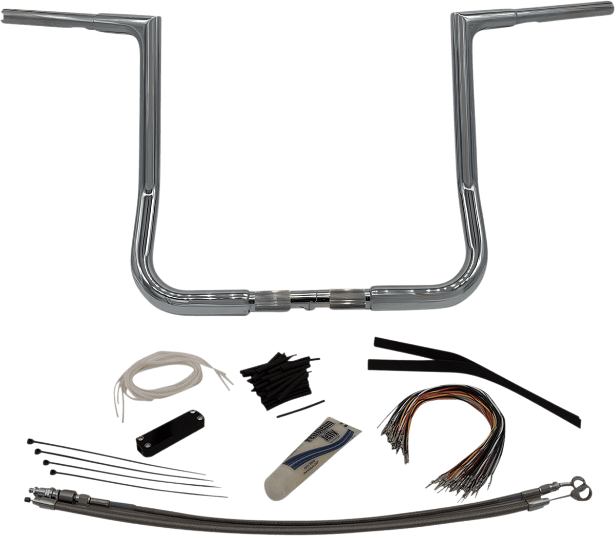 FAT BAGGERS INC. 0601-5538 1-1/4" EZ Install Flat Top Handlebar Kit - 14" - Chrome