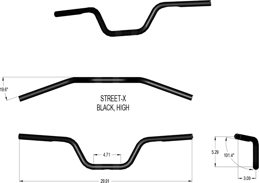 KHROME WERKS 0601-5660 Street-X Handlebars - High Bend - Black — image 2 of 2