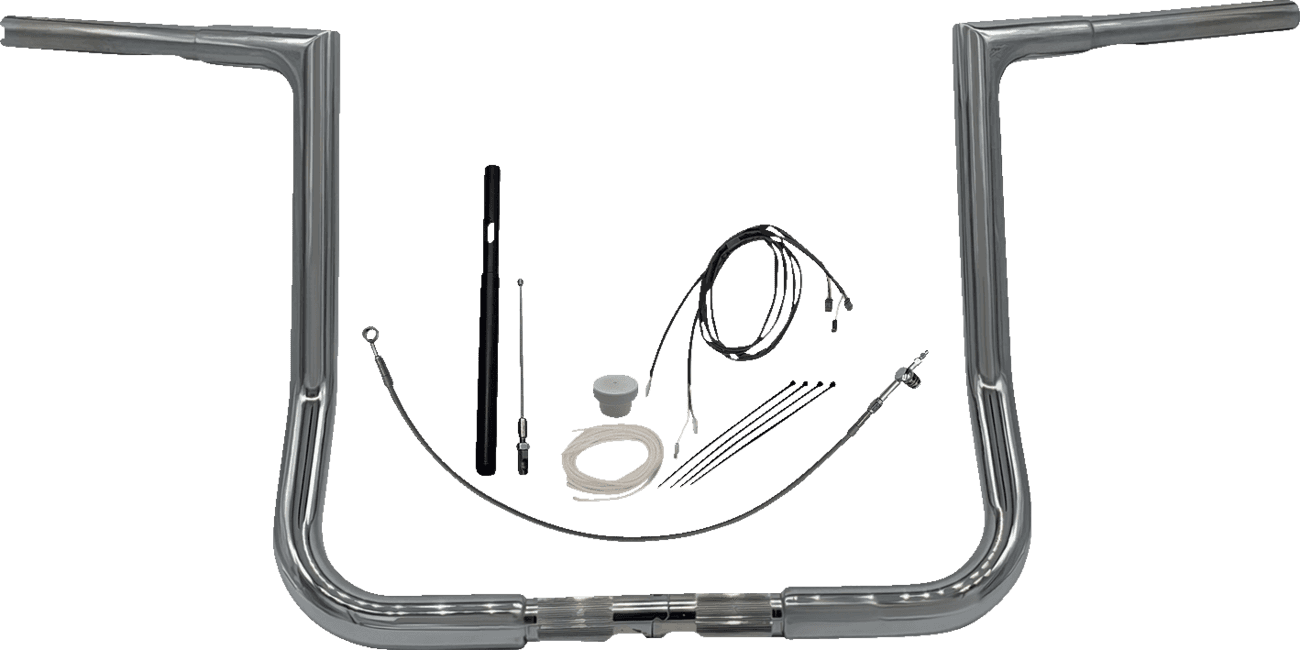 FAT BAGGERS INC. 0601-5818 1-1/4" EZ Install Flat Top Handlebar Kit - 14" - Chrome