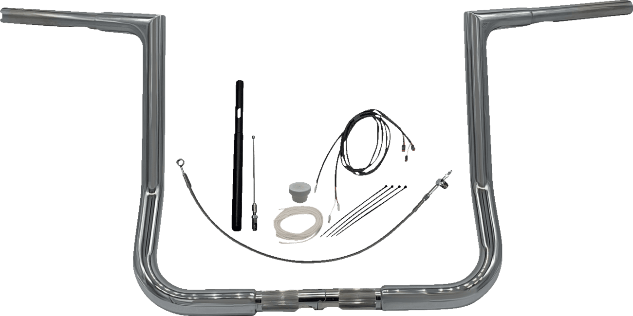 FAT BAGGERS INC. 0601-5818 1-1/4" EZ Install Flat Top Handlebar Kit - 14" - Chrome