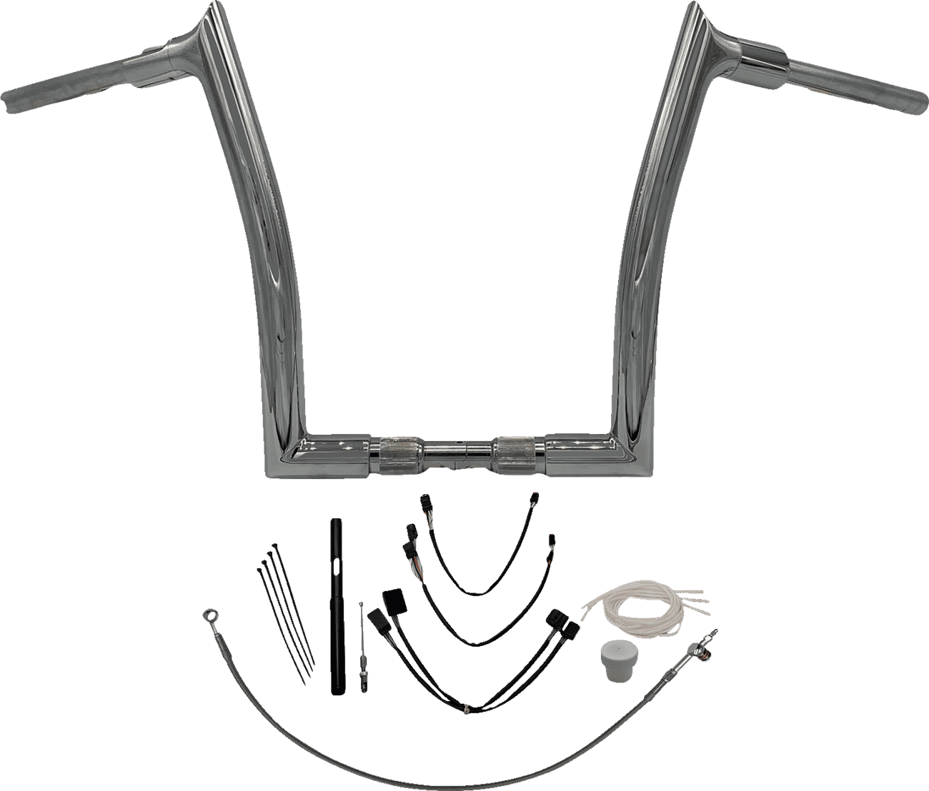 FAT BAGGERS INC. 0601-5843 1-1/2" EZ Install Pointed Top Handlebar Kit - 14" - Chrome