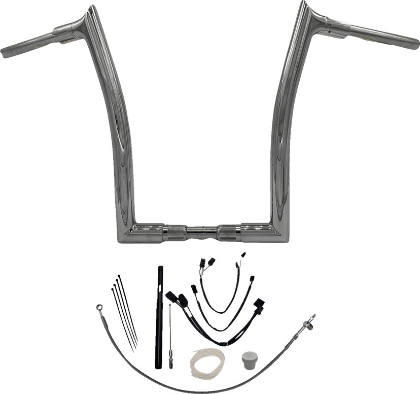FAT BAGGERS INC. 0601-5844 1-1/2" EZ Install Pointed Top Handlebar Kit - 16" - Chrome