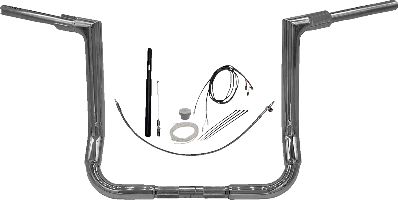 FAT BAGGERS INC. 0601-5854 1-1/2" EZ Install Flat Top Handlebar Kit - 14" - Chrome