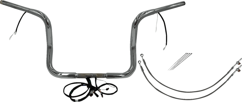 FAT BAGGERS INC. 0601-6029 EZ Install Wired 1-1/4" Round Top Handlebar Kit - 12" - Chrome
