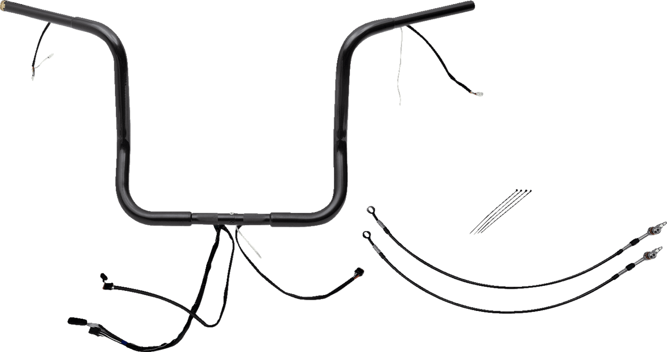 FAT BAGGERS INC. 0601-6032 EZ Install Wired 1-1/4" Round Top Handlebar Kit - 14" - Black
