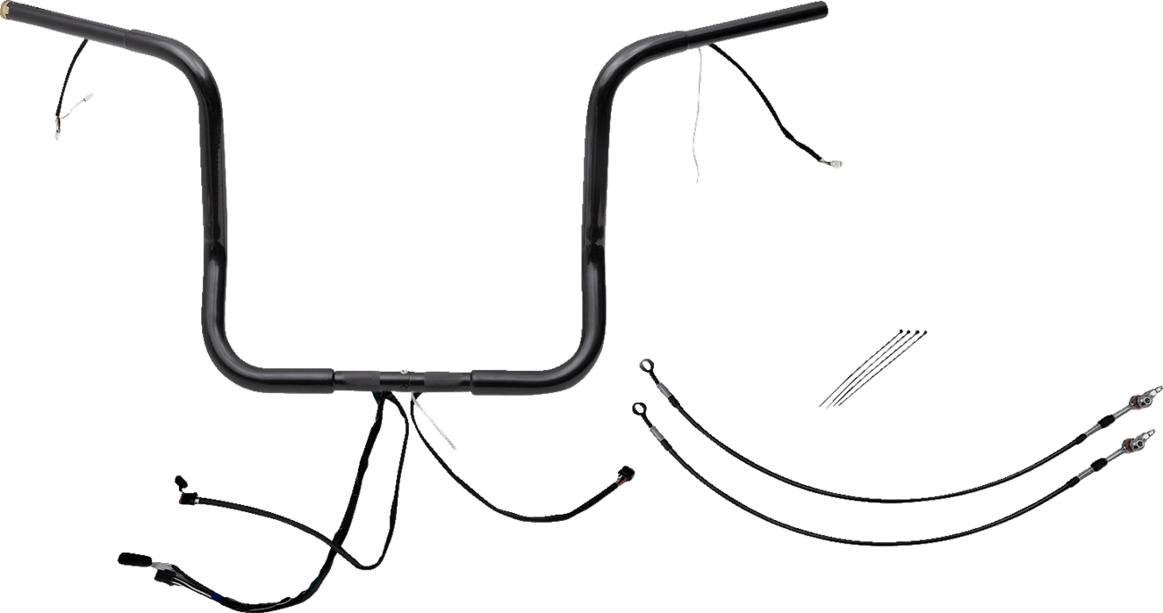 FAT BAGGERS INC. 0601-6032 EZ Install Wired 1-1/4" Round Top Handlebar Kit - 14" - Black