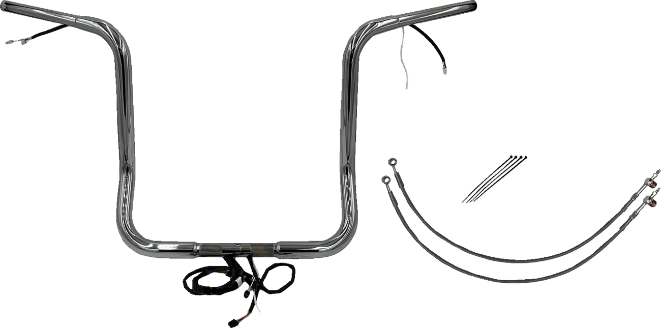 FAT BAGGERS INC. 0601-6033 EZ Install Wired 1-1/4" Round Top Handlebar Kit - 16" - Chrome