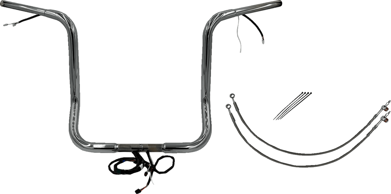 FAT BAGGERS INC. 0601-6033 EZ Install Wired 1-1/4" Round Top Handlebar Kit - 16" - Chrome