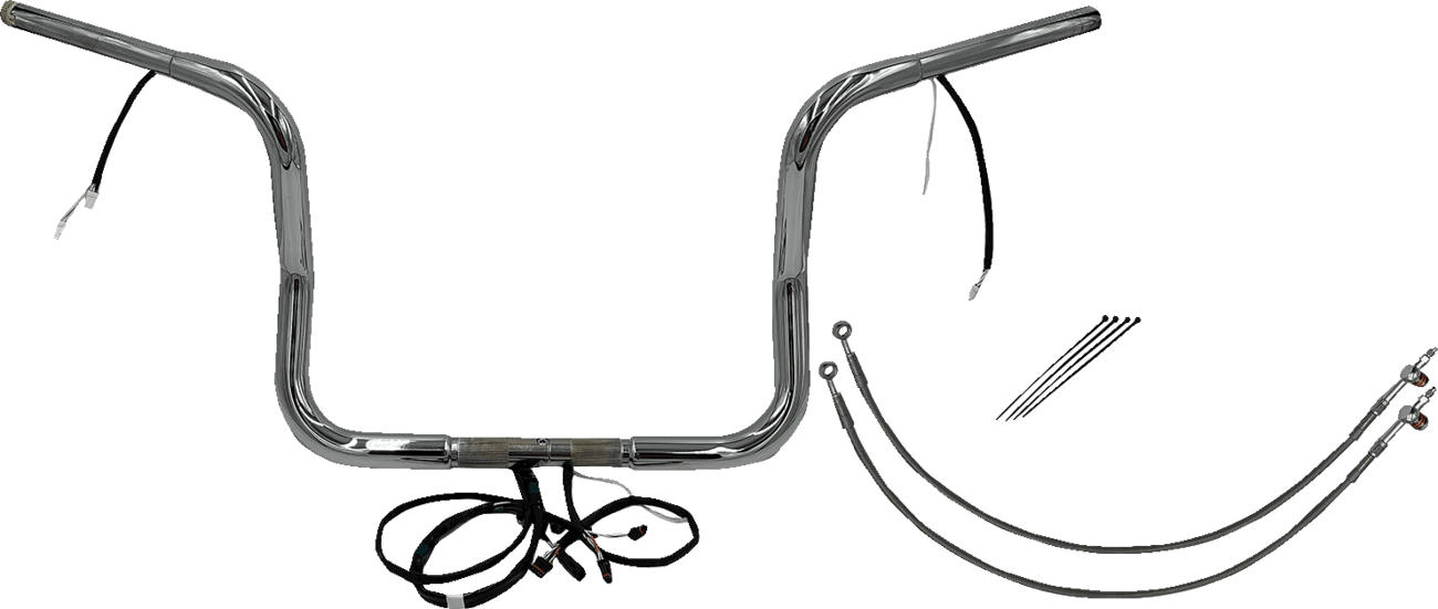 FAT BAGGERS INC. 0601-6035 EZ Install Wired 1-1/4" Round Top Handlebar Kit - 12" - Chrome