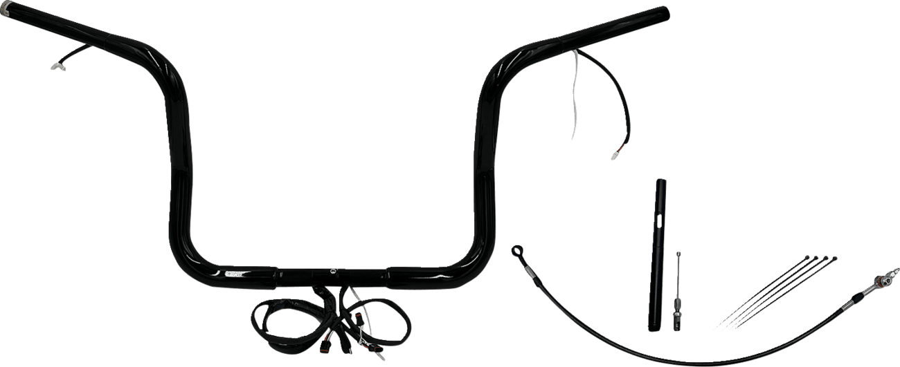 FAT BAGGERS INC. 0601-6042 EZ Install Wired 1-1/4" Round Top Handlebar Kit - 12" - Black