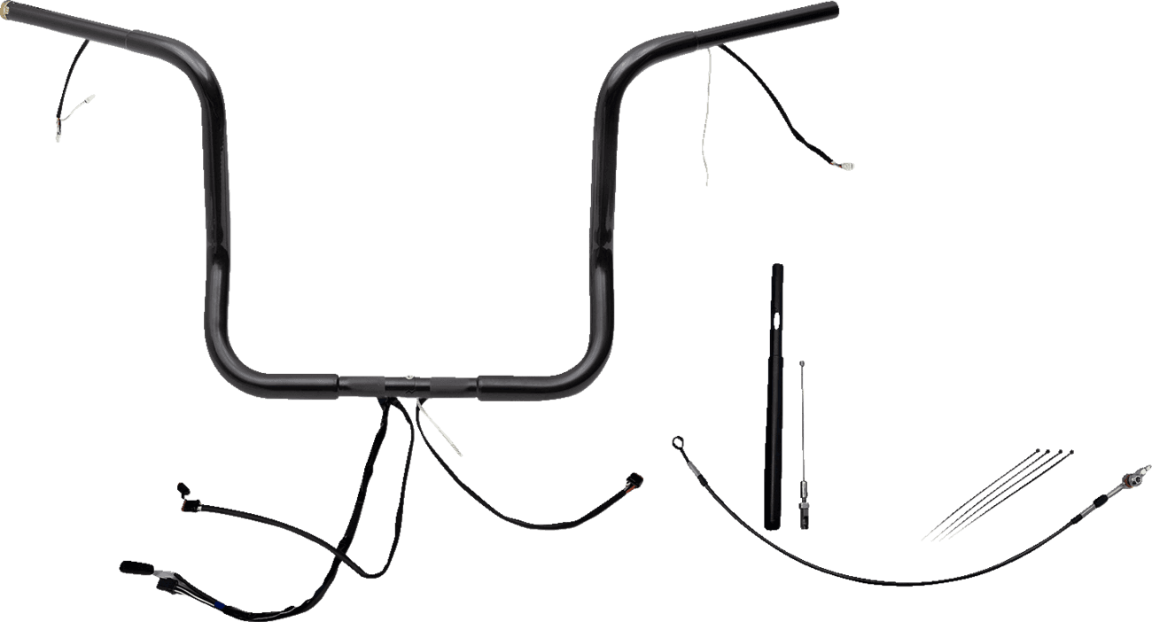FAT BAGGERS INC. 0601-6044 EZ Install Wired 1-1/4" Round Top Handlebar Kit - 14" - Black