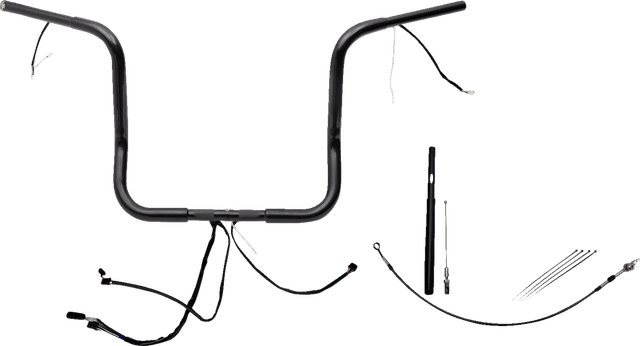FAT BAGGERS INC. 0601-6044 EZ Install Wired 1-1/4" Round Top Handlebar Kit - 14" - Black