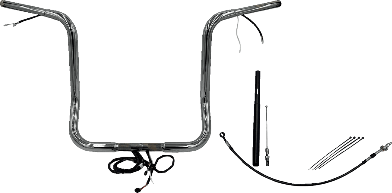 FAT BAGGERS INC. 0601-6045 EZ Install Wired 1-1/4" Round Top Handlebar Kit - 16" - Chrome
