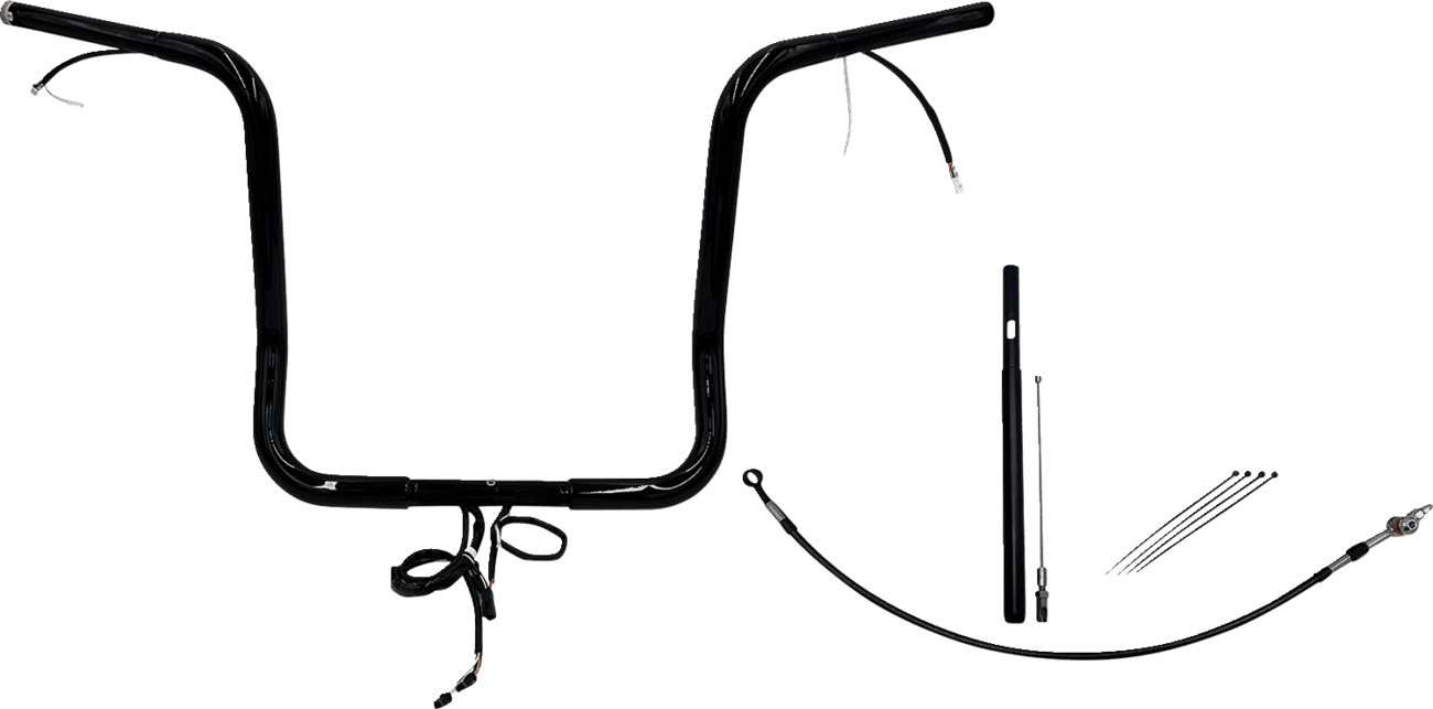 FAT BAGGERS INC. 0601-6046 EZ Install Wired 1-1/4" Round Top Handlebar Kit - 16" - Black