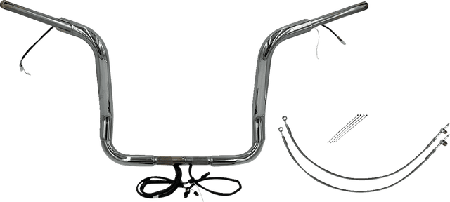 FAT BAGGERS INC. 0601-6049 EZ Install Wired 1-1/2" Round Top Handlebar Kit - 14" - Chrome