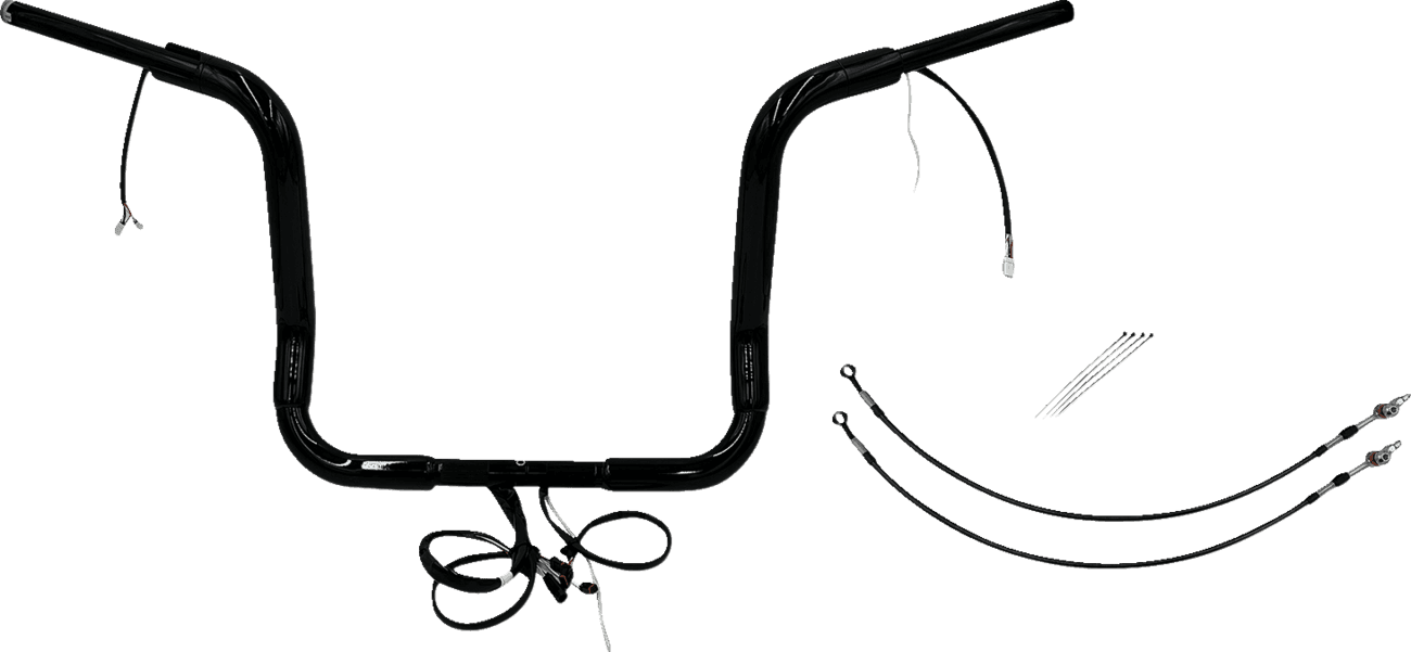 FAT BAGGERS INC. 0601-6050 EZ Install Wired 1-1/2" Round Top Handlebar Kit - 14" - Black