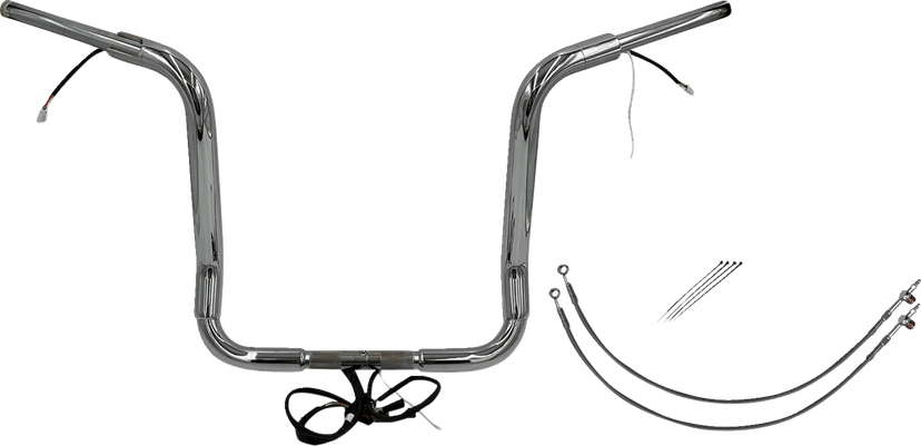 FAT BAGGERS INC. 0601-6051 EZ Install Wired 1-1/2" Round Top Handlebar Kit - 16" - Chrome
