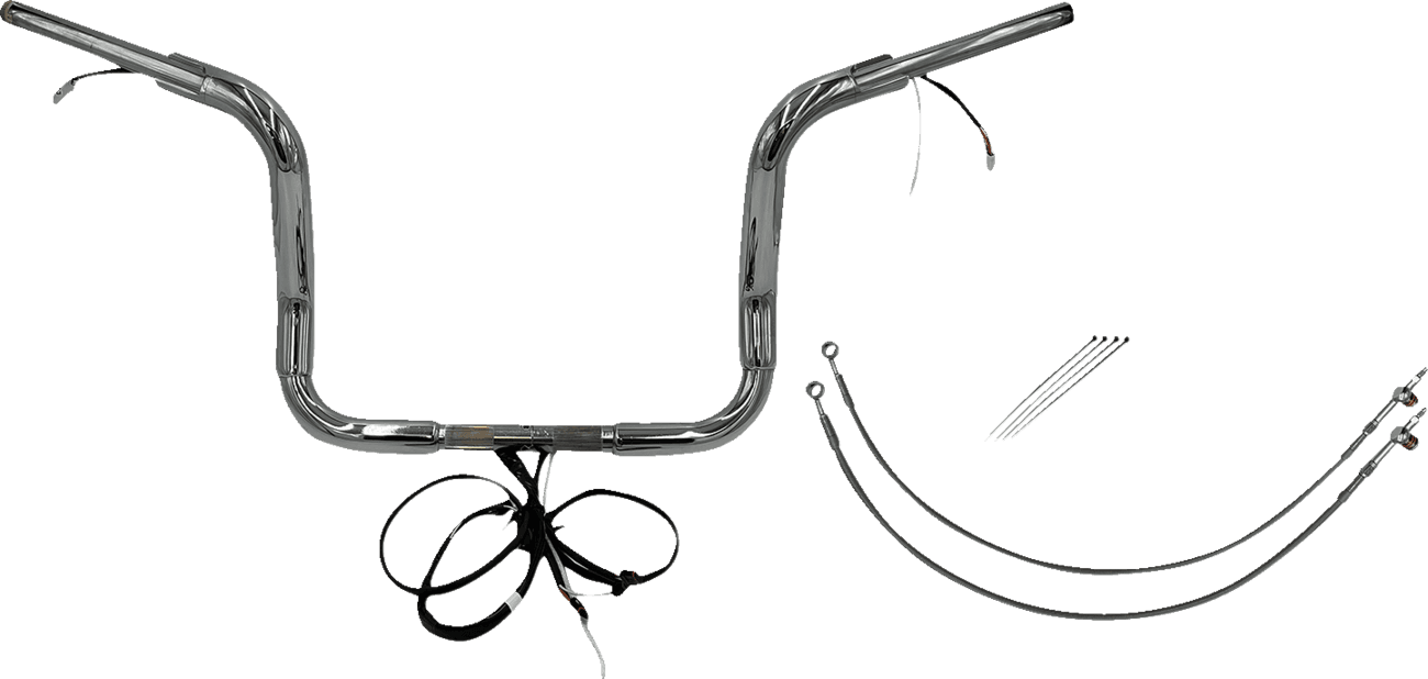 FAT BAGGERS INC. 0601-6053 EZ Install Wired 1-1/2" Round Top Handlebar Kit - 12" - Chrome
