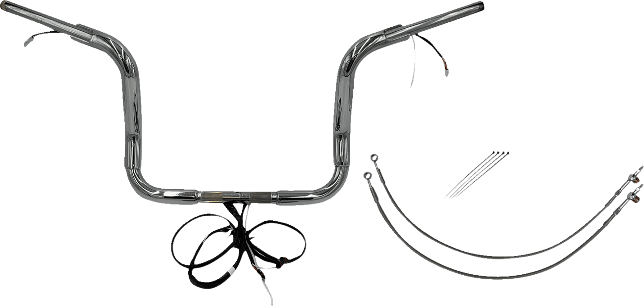 FAT BAGGERS INC. 0601-6053 EZ Install Wired 1-1/2" Round Top Handlebar Kit - 12" - Chrome