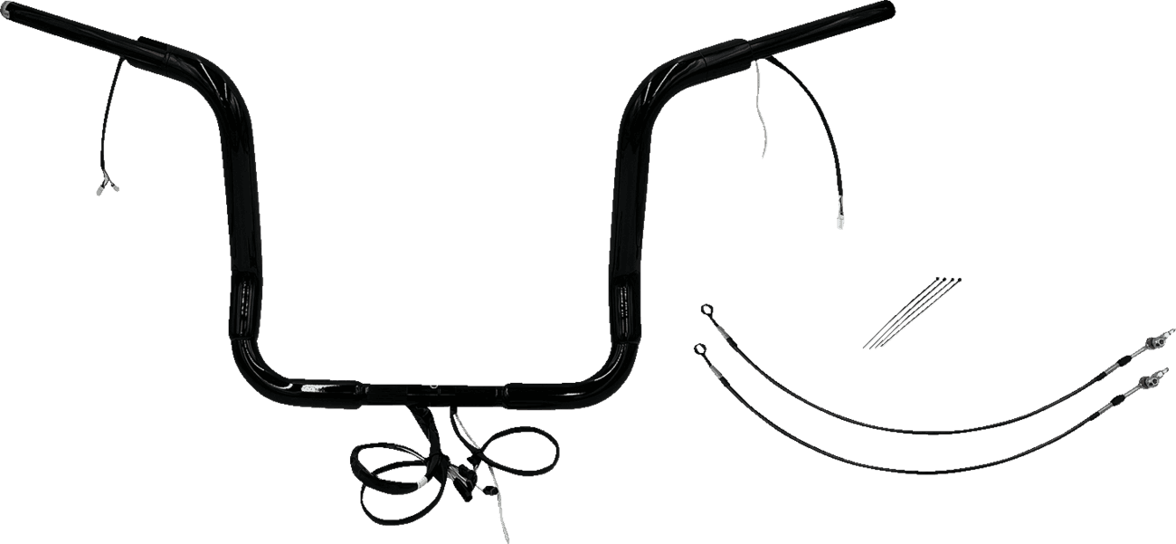 FAT BAGGERS INC. 0601-6056 EZ Install Wired 1-1/2" Round Top Handlebar Kit - 14" - Black