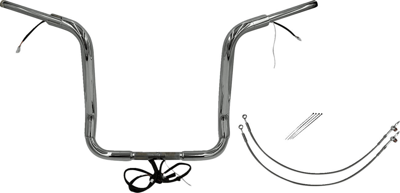 FAT BAGGERS INC. 0601-6057 EZ Install Wired 1-1/2" Round Top Handlebar Kit - 16" - Chrome