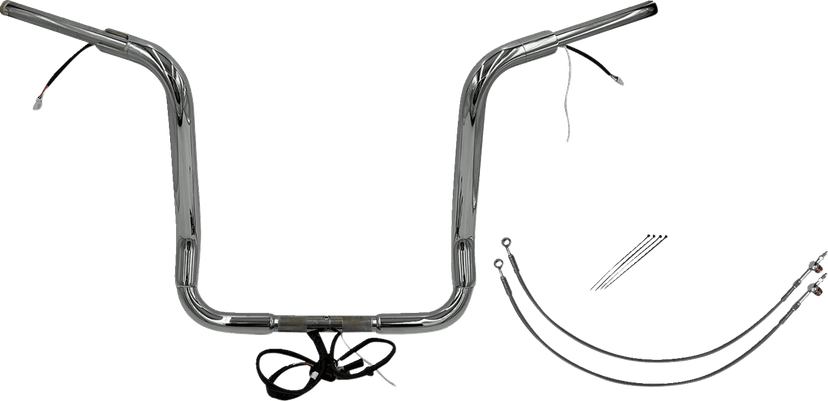 FAT BAGGERS INC. 0601-6057 EZ Install Wired 1-1/2" Round Top Handlebar Kit - 16" - Chrome