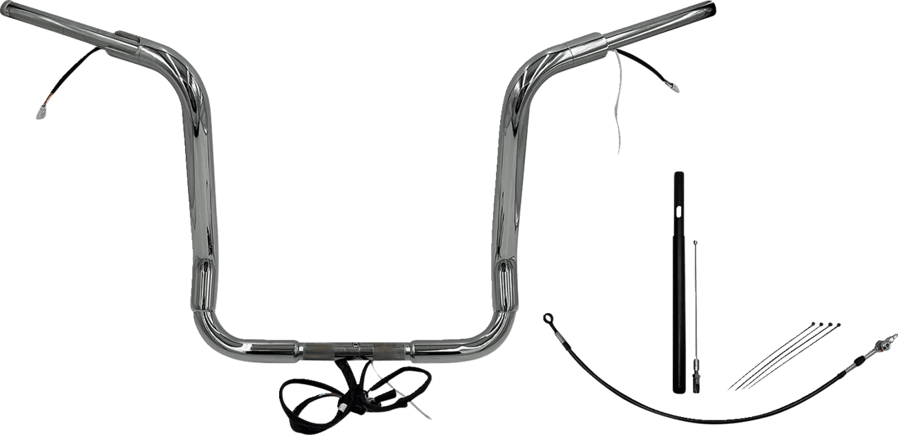 FAT BAGGERS INC. 0601-6063 EZ Install Wired 1-1/2" Round Top Handlebar Kit - 16" - Chrome