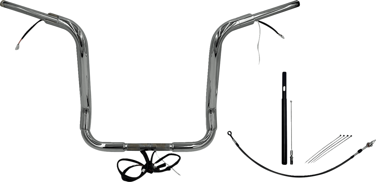 FAT BAGGERS INC. 0601-6063 EZ Install Wired 1-1/2" Round Top Handlebar Kit - 16" - Chrome