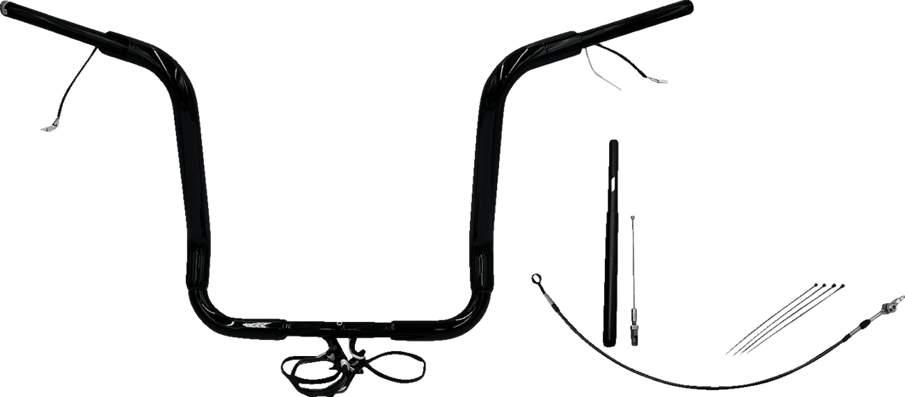 FAT BAGGERS INC. 0601-6064 EZ Install Wired 1-1/2" Round Top Handlebar Kit - 16" - Black