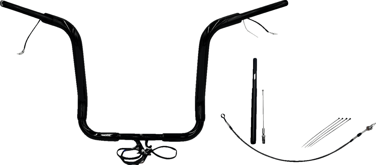 FAT BAGGERS INC. 0601-6064 EZ Install Wired 1-1/2" Round Top Handlebar Kit - 16" - Black