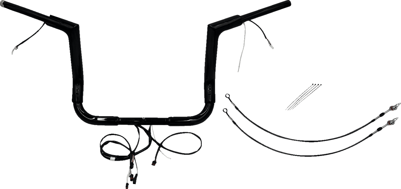 FAT BAGGERS INC. 0601-6066 EZ Install Wired 1-1/2" Flat Top Handlebar Kit - 12" - Black