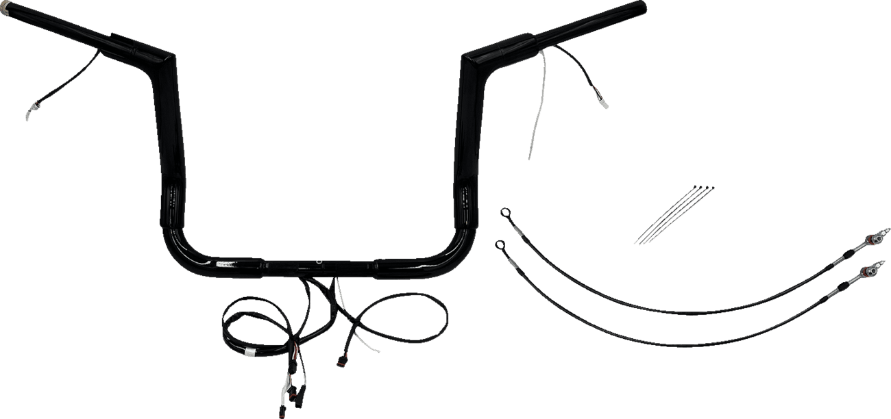 FAT BAGGERS INC. 0601-6066 EZ Install Wired 1-1/2" Flat Top Handlebar Kit - 12" - Black