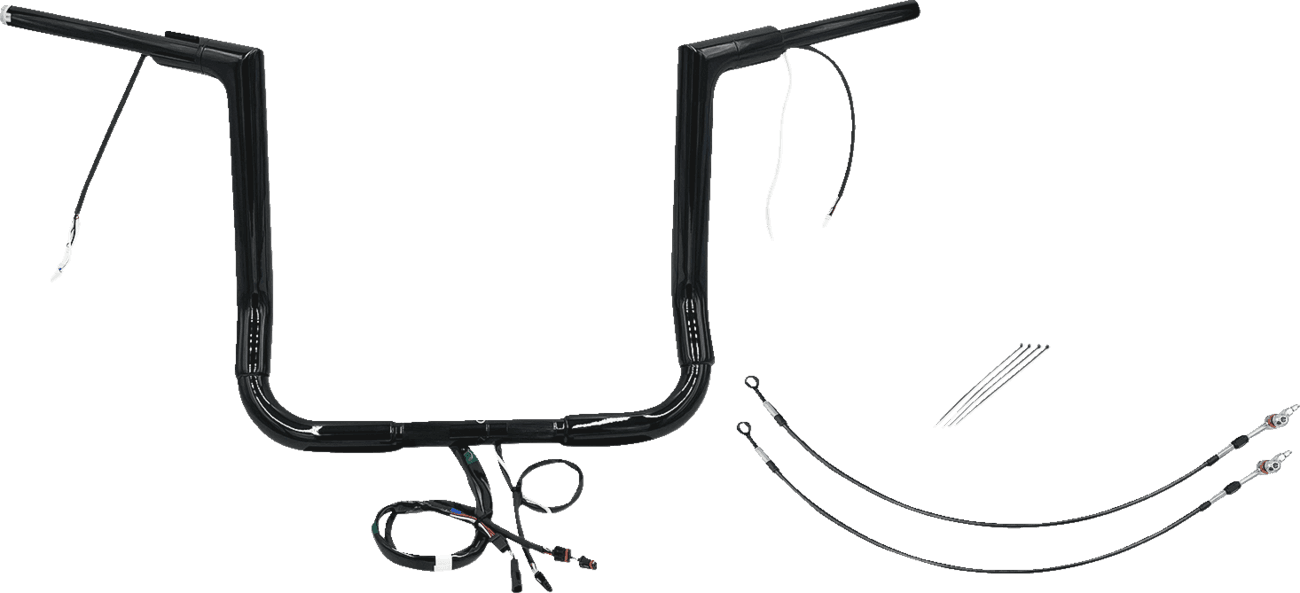 FAT BAGGERS INC. 0601-6068 EZ Install Wired 1-1/2" Flat Top Handlebar Kit - 14" - Black