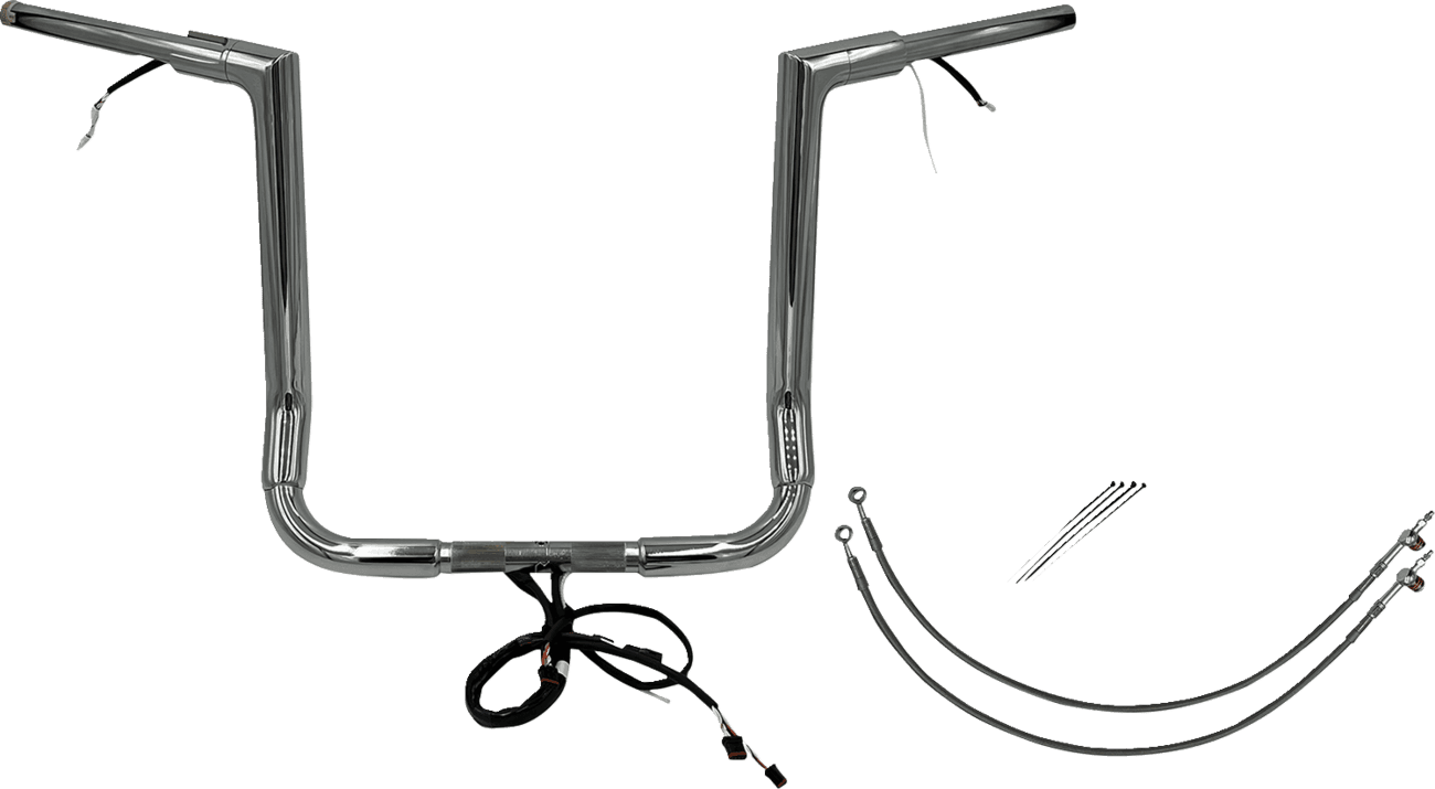 FAT BAGGERS INC. 0601-6069 EZ Install Wired 1-1/2" Flat Top Handlebar Kit - 16" - Chrome