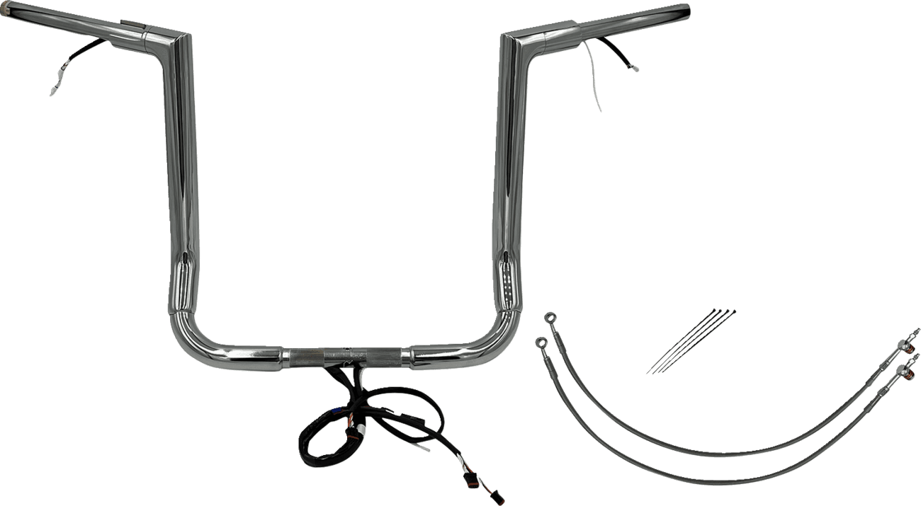 FAT BAGGERS INC. 0601-6075 EZ Install Wired 1-1/2" Flat Top Handlebar Kit - 16" - Chrome
