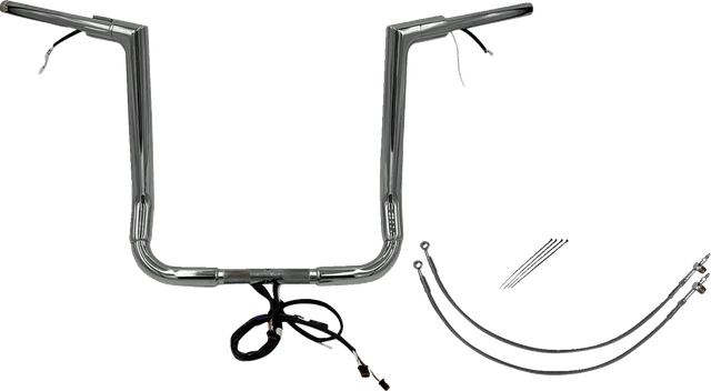 FAT BAGGERS INC. 0601-6075 EZ Install Wired 1-1/2" Flat Top Handlebar Kit - 16" - Chrome