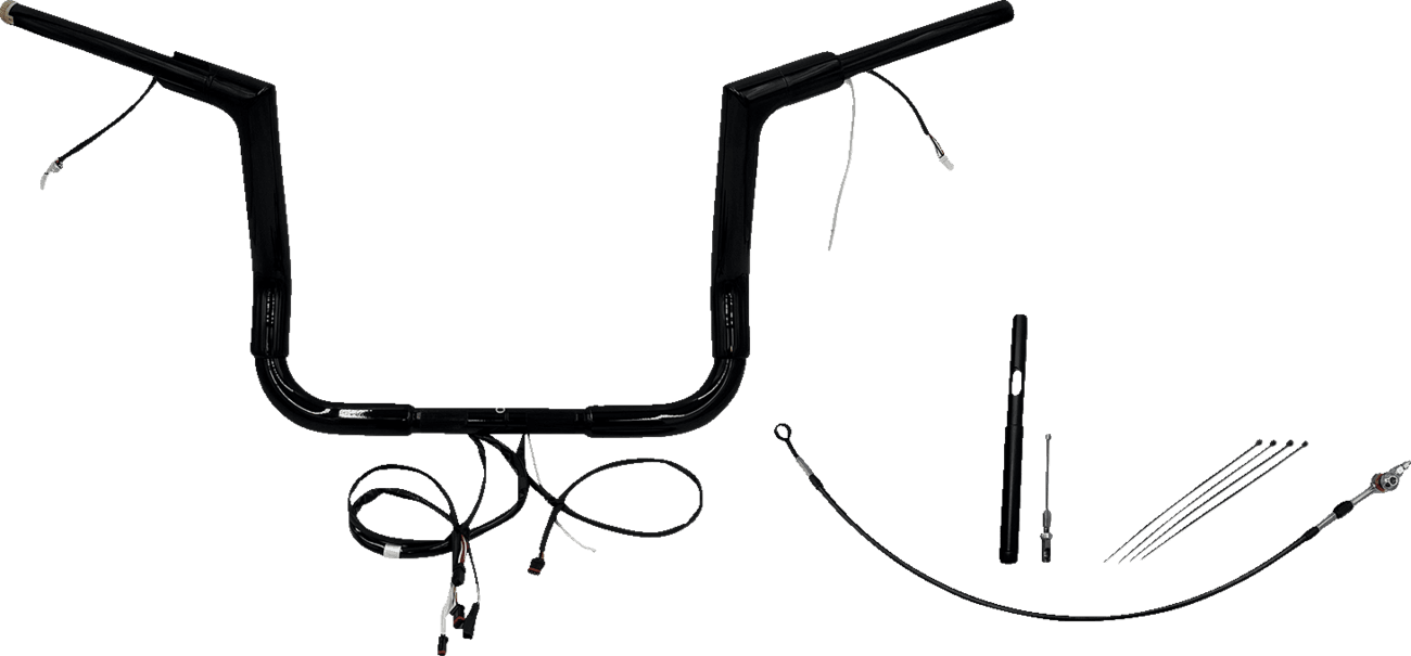 FAT BAGGERS INC. 0601-6078 EZ Install Wired 1-1/2" Flat Top Handlebar Kit - 12" - Black