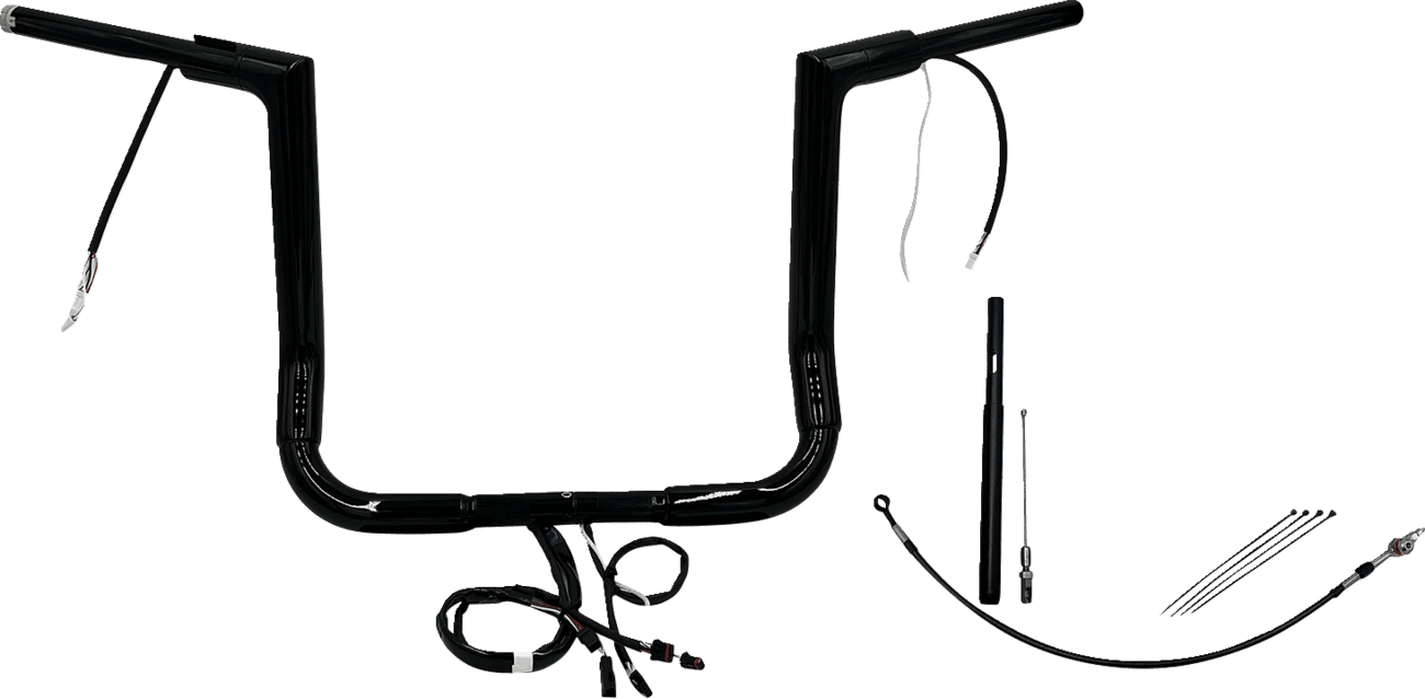 FAT BAGGERS INC. 0601-6080 EZ Install Wired 1-1/2" Flat Top Handlebar Kit - 14" - Black