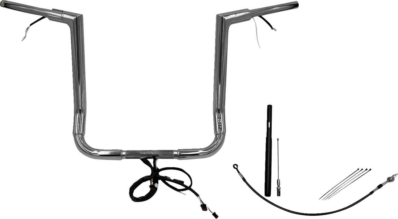 FAT BAGGERS INC. 0601-6081 EZ Install Wired 1-1/2" Flat Top Handlebar Kit - 16" - Chrome