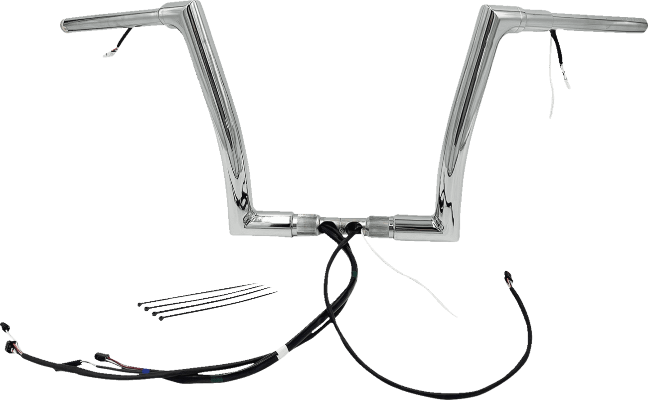 FAT BAGGERS INC. 0601-6083 EZ Install Wired 1-1/2" Flat Top Handlebar Kit - 12" - Chrome