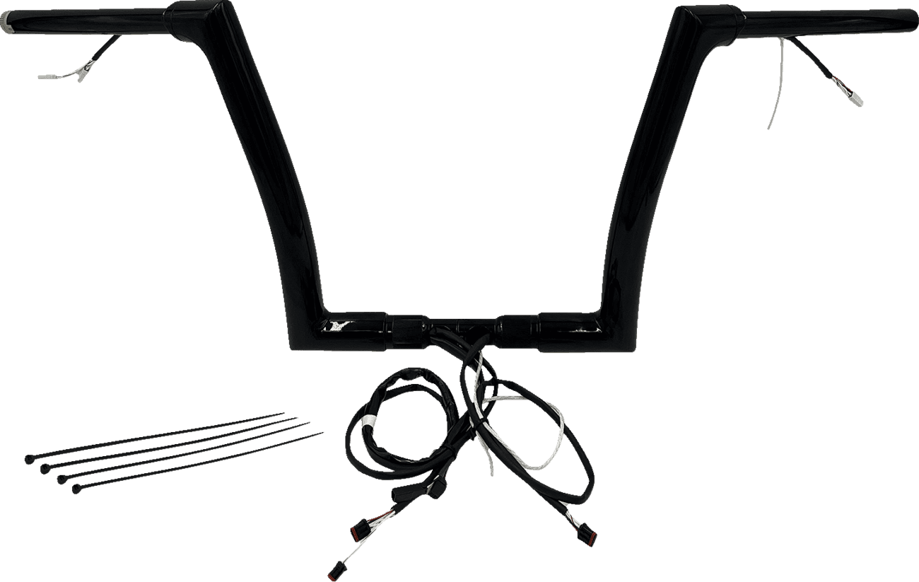 FAT BAGGERS INC. 0601-6084 EZ Install Wired 1-1/2" Flat Top Handlebar Kit - 12" - Black