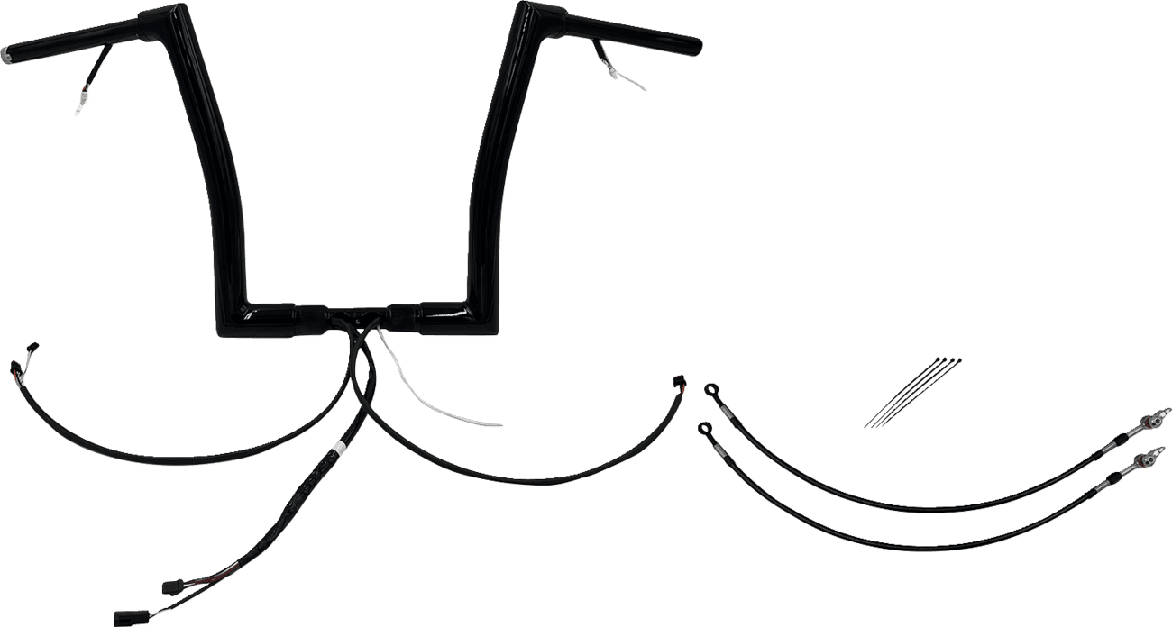 FAT BAGGERS INC. 0601-6086 EZ Install Wired 1-1/2" Flat Top Handlebar Kit - 14" - Black