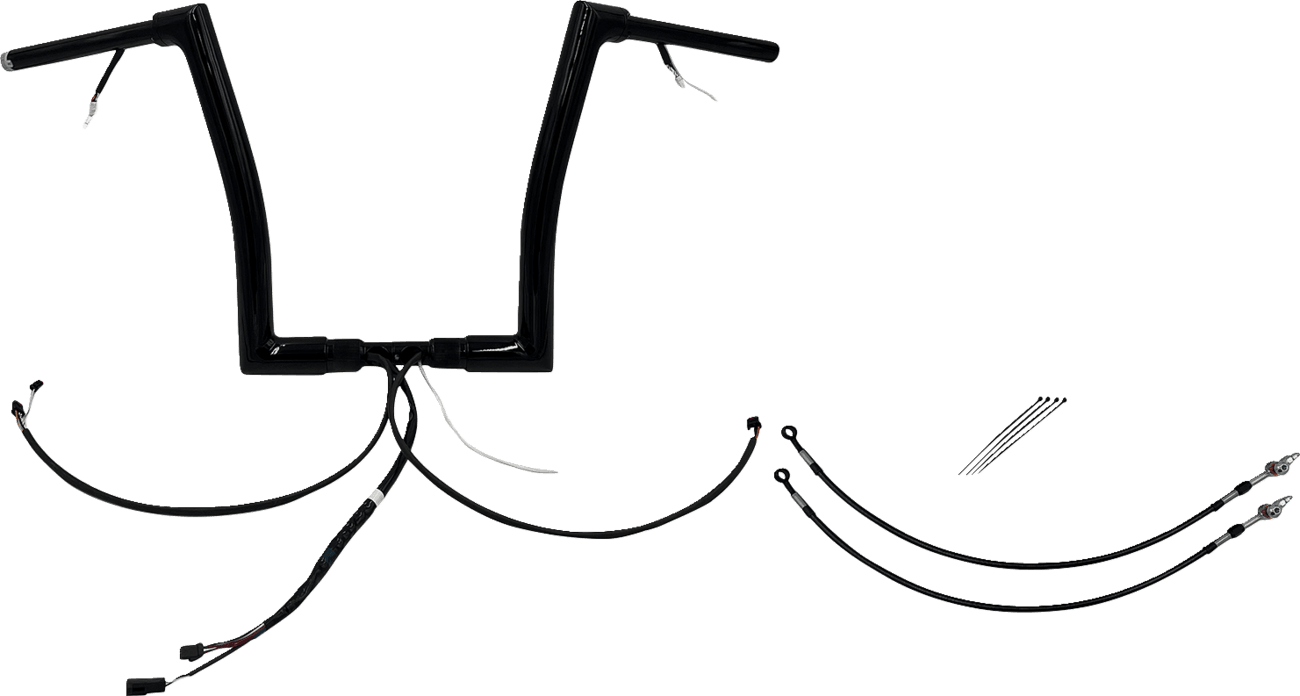 FAT BAGGERS INC. 0601-6086 EZ Install Wired 1-1/2" Flat Top Handlebar Kit - 14" - Black